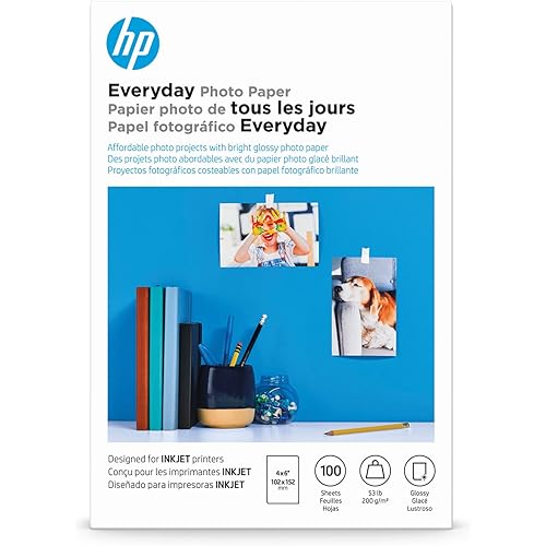 HP Everyday Photo Paper, Glossy, 4x6 in, 100 sheets (CR759A), Pack of 1