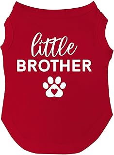 Little Brother Heart Paw Dog Tee Shirt Sizes for Puppies, Toys, and Large Breeds (Red, 5X-Large 218bro)