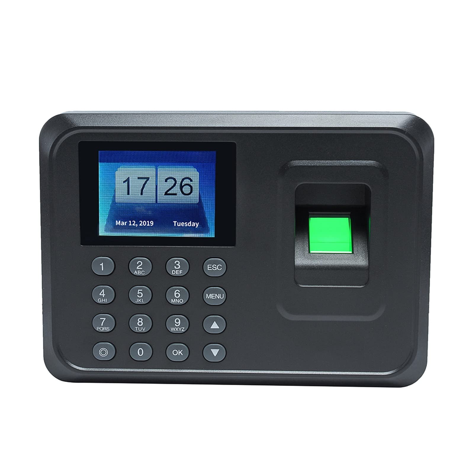 Rejestracja czasu pracy maszyn dla małych firm, A5 2.4in Biometryczny odcisk palca System System Clock Recorder Office Nagrywanie urządzenia Elektroniczna(Nero)