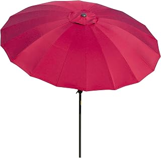 HZH Guarda-sol de jardim inclinável de 2,5 m com manivela e inclinação para áreas externas, proteção solar externa, proteção UV para áreas externas, jardim e pátio (1 vermelho)