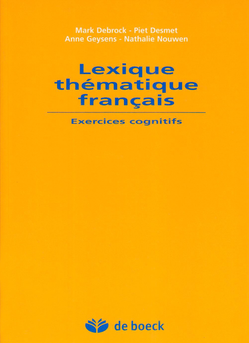 Lexique thématique français: Exercices cognitifs