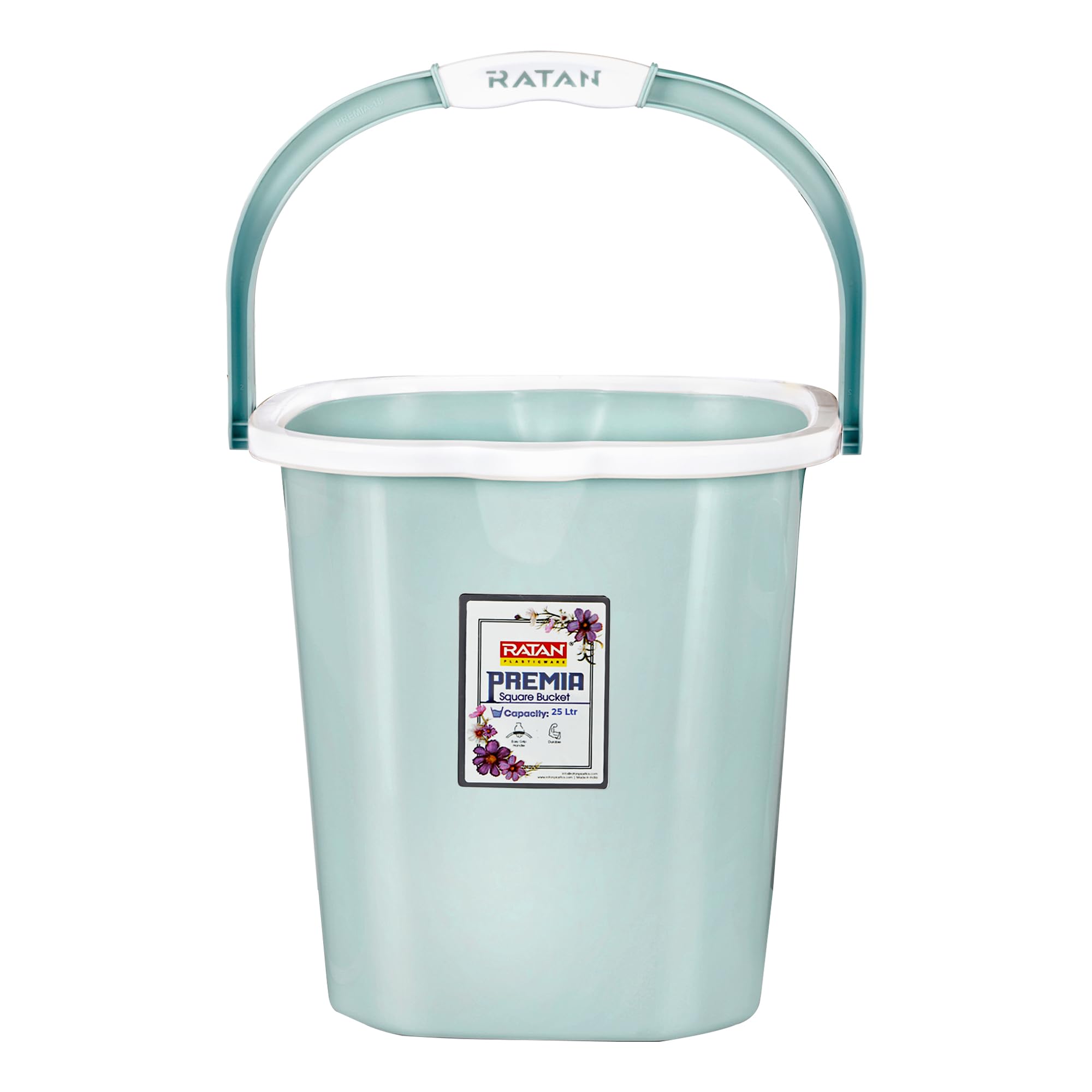 Premia Bucket (25L X 1) - Mint|Light Weight and Easy to Carry|Perfect for Use in Bathrooms, Kitchen & Wet Utility Areas