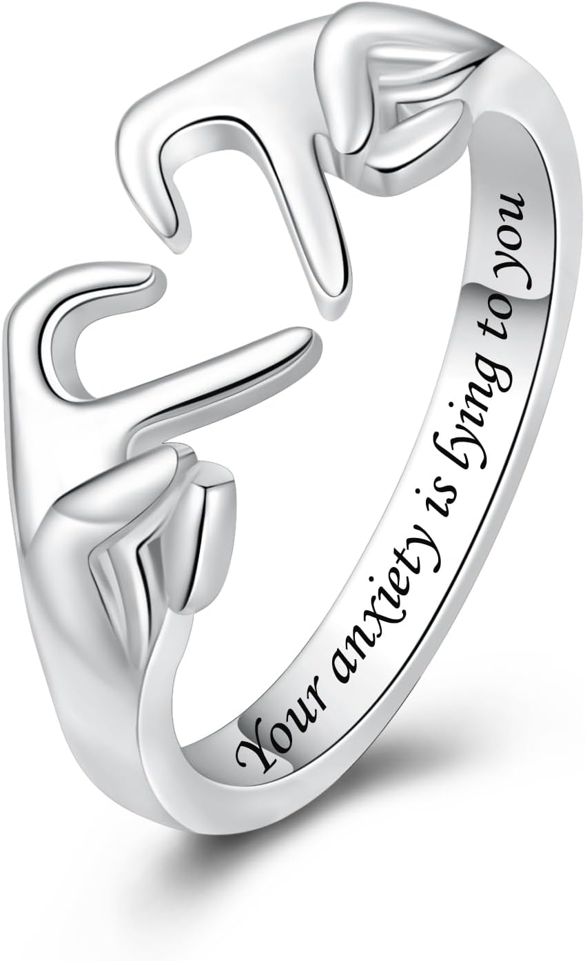 925 Sterling Silver Heart Claddagh Rings for Women Teens Girls, Adjustable White Gold Plated Ring Friendship Promise Love Heart Jewelry Rings Mothers Day Valentines Holiday Gifts for Women Friends