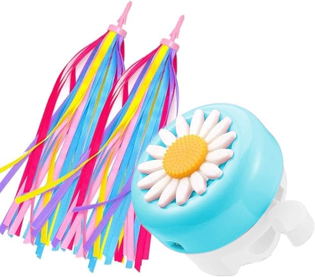 obqo 1 Pack Kids Bike Bell and 2 Pack Kids Bike Streamers for Children's Bike Accessories (Pink, Red, Purple & Blue)