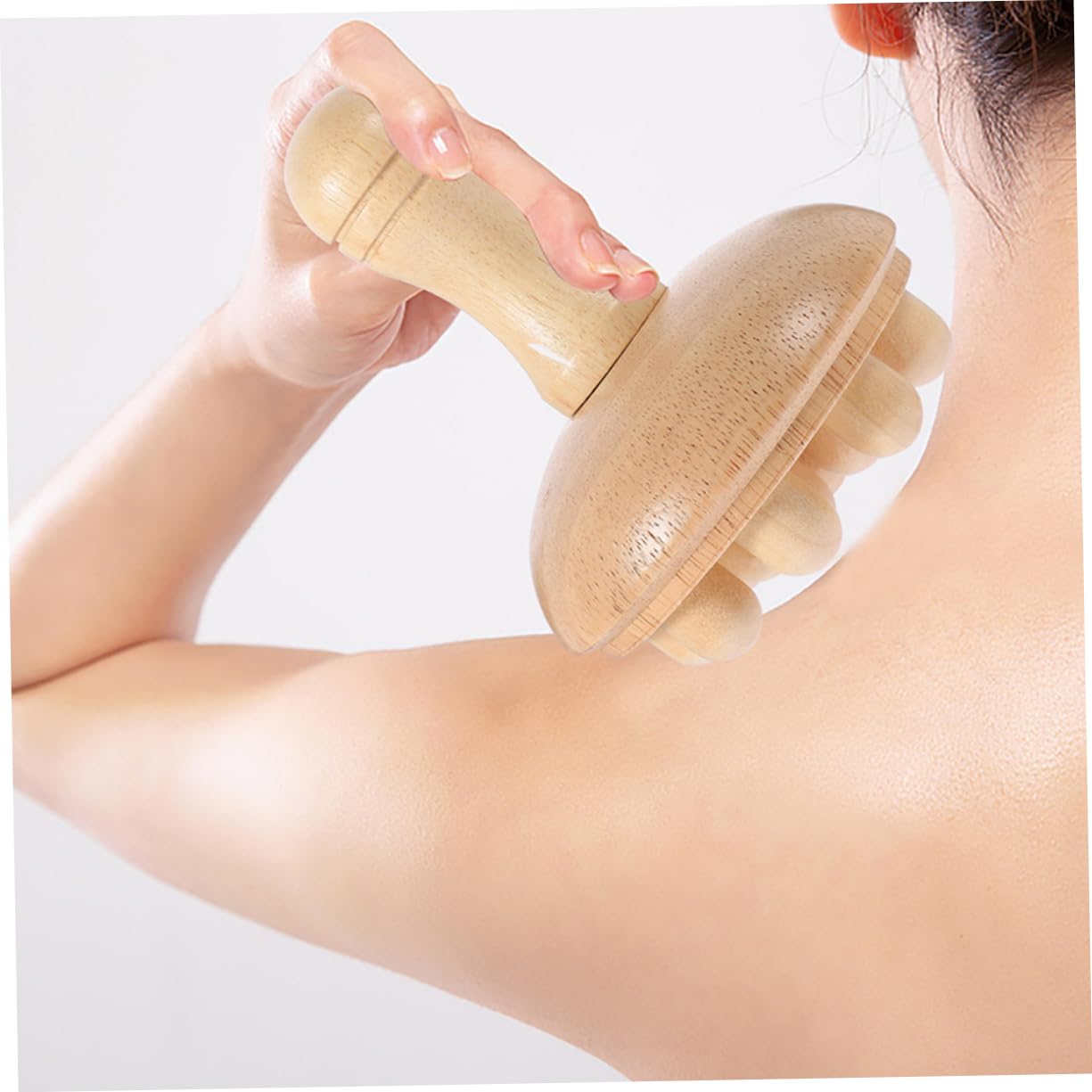 Pack Massagekamm aus Gummibaumholz, Runde Form für Kopfhautmassage