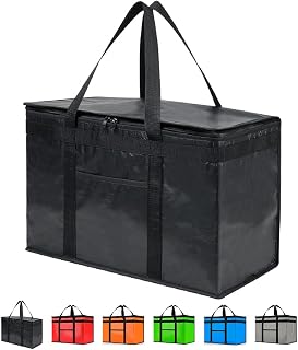 NZ home Insulated Bags for Food Delivery (2XL PRO) Grocery Shopping Cooler Bag, Pizza Delivery, Hot & Cold Catering Tote, Reusable, Foldable & Heavy Duty (Black)