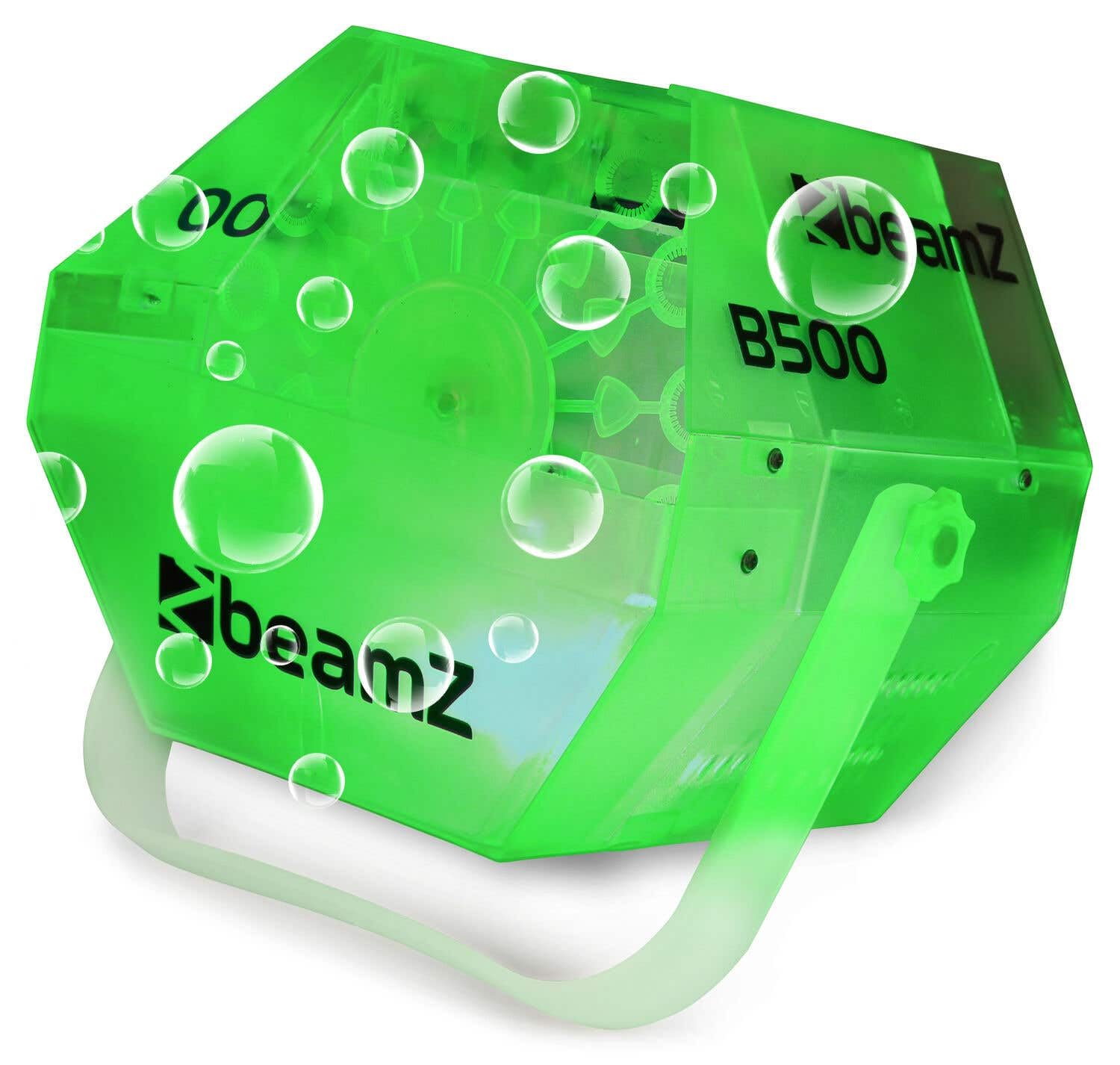 BeamZ B500LED Maquina de Burbujas de Jabón para Niños, chasis transparente iluminado con led RGB, pomperos para niños cumpleaños, ideal para regalo cumpleaños niños, fiestas en jardin, pomperos boda