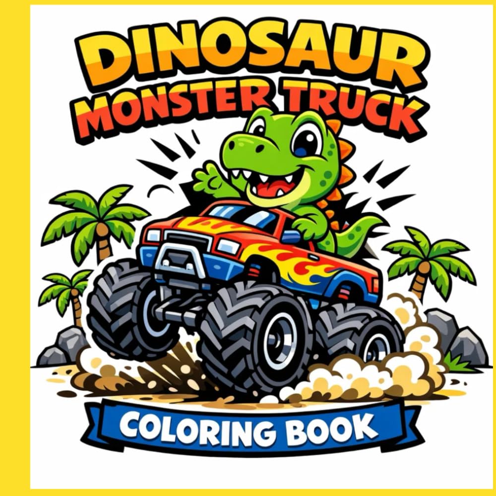 Dinosaur Monster Truck Coloring Book: Bold and Easy Dino Truck Adventures for Kids Ages 4–8