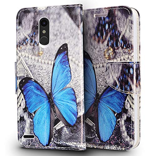 Luckiefind Compatible with LG K20 V (VS501) / LG K20 Plus/LG Harmony/LG Grace LTE. PU Leather Flip Wallet Credit Card Cover Case. (Wallet Purple Vine)