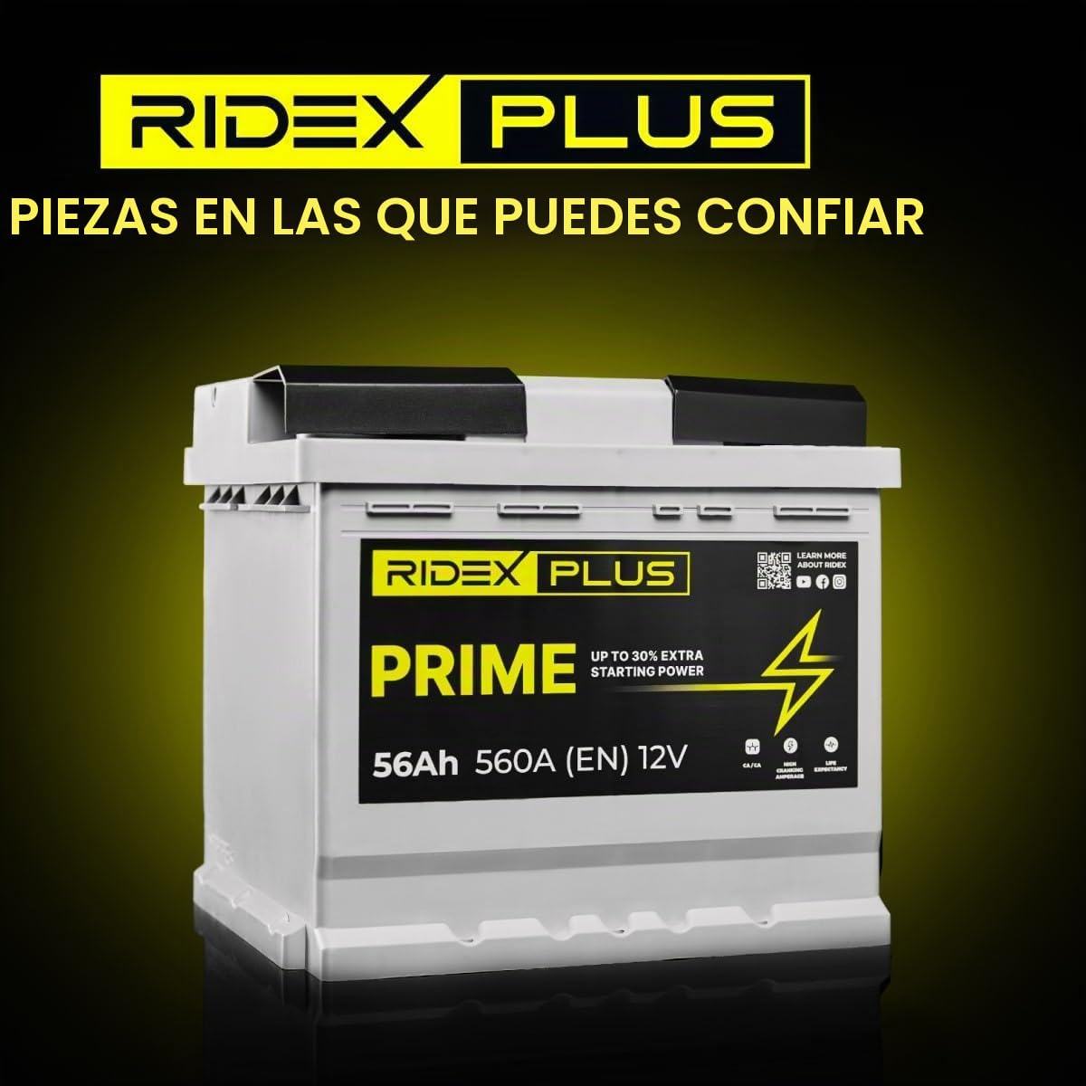 RIDEX PLUS 1S0019P Prime Batería Coche 80Ah 760A 12V B13 DIN/ISO L3 Baterías de Arranque de 75Ah 70Ah Compatible con VW Polo V Hatchback 6R1, 6C1 Golf 7 Hatchback 5G1, BQ1, BE1, BE2, PEUGEOT, SKODA