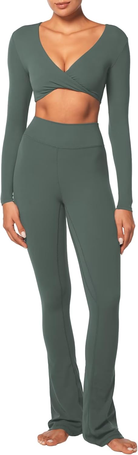 Sunzel Long Sleeve Workout Tops for Women Buttery Soft Deep V Twist Cropped Tops with Compression for Yoga Pilates Gym Outfit - Image 6