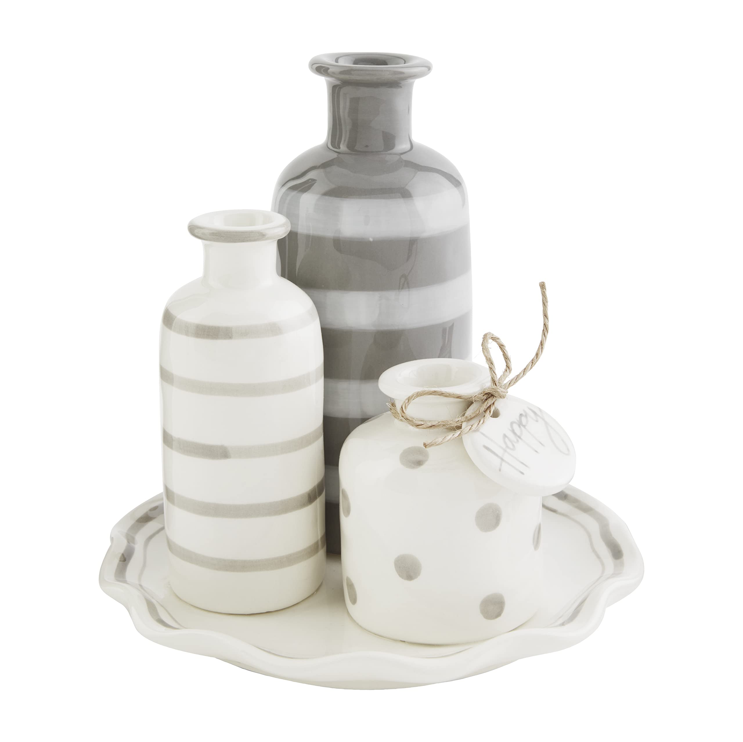 Mud Pie Happy Multi Bud Vase, Multi 6 1/2" x 6 1/2" dia