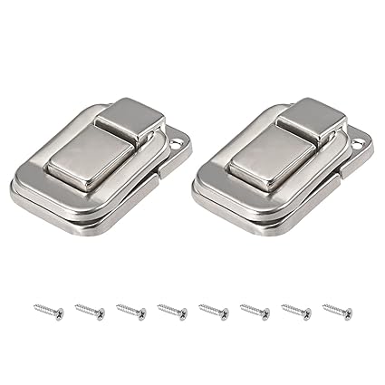 METALLIXITY Toggle Catch Lock (48mm x 32mm) 2Pcs, Iron Hasp Latches - for Cabinets Boxes Suitcases, Silver Tone