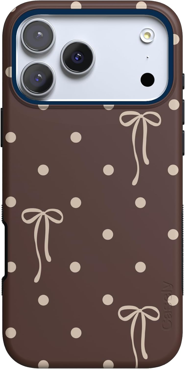 Casely iPhone 17 Pro Max Case | Teddy Bows | Brown Polka Dot | Bold Protective Design | MagSafe Compatible Design