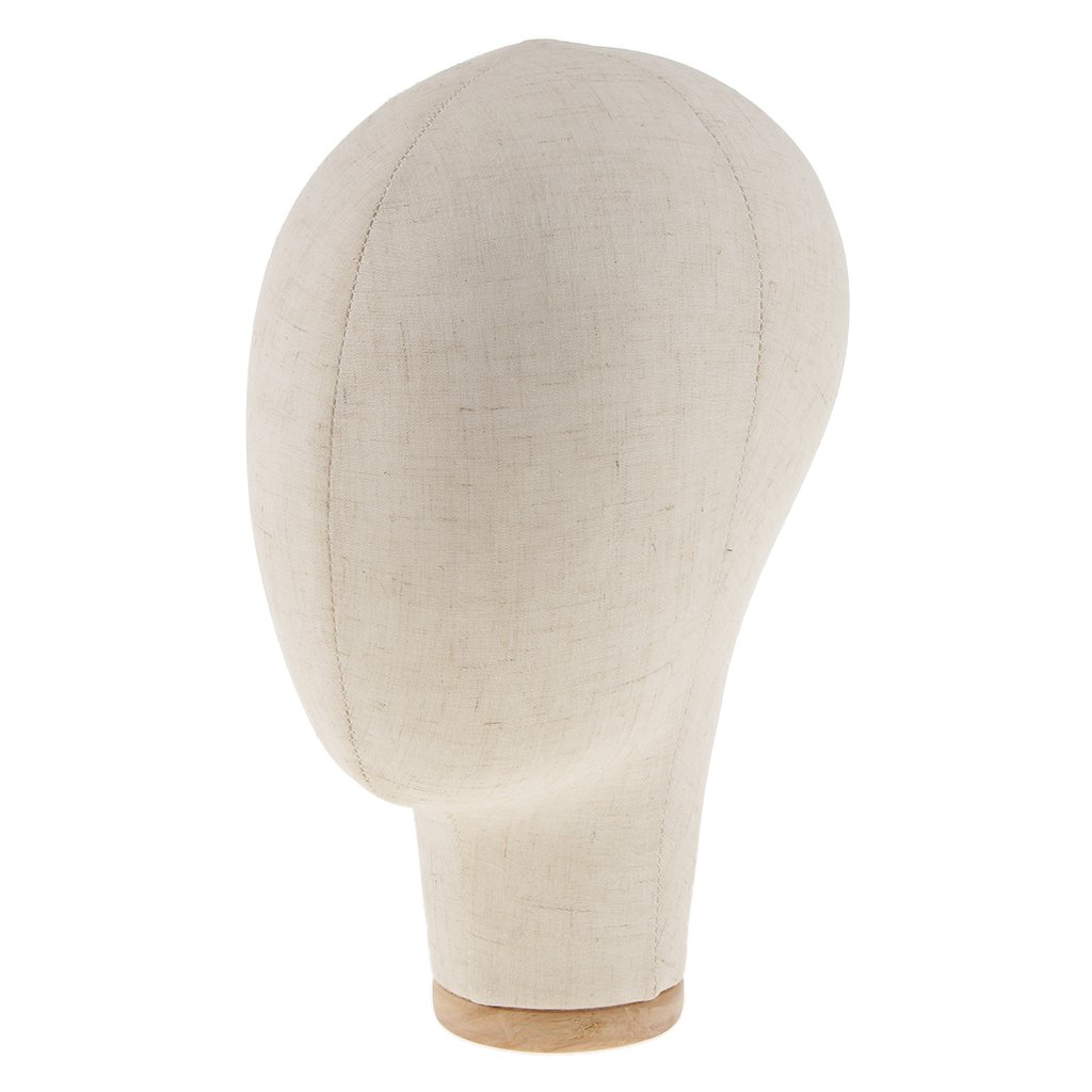 Espositore per Cappelli Da 21 Pollici con Testa di Manichino in Tela Professionale per Parrucca Nero/Beige - Beige