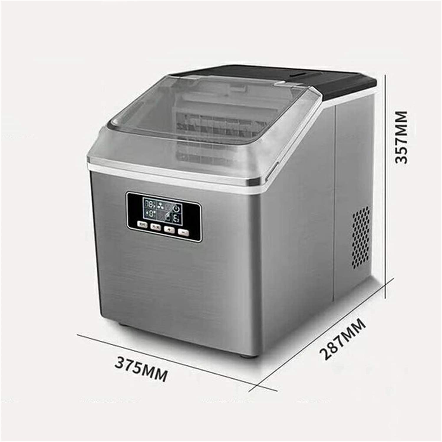 Máquina de Fabricantes de Hielo,55 Lbs /24h Fabricantes de Hielo,Cubo Cuadrado Cubierta Transparente Completa congelada for el hogar/Tienda/cafetería/Tienda de Bebidas frías