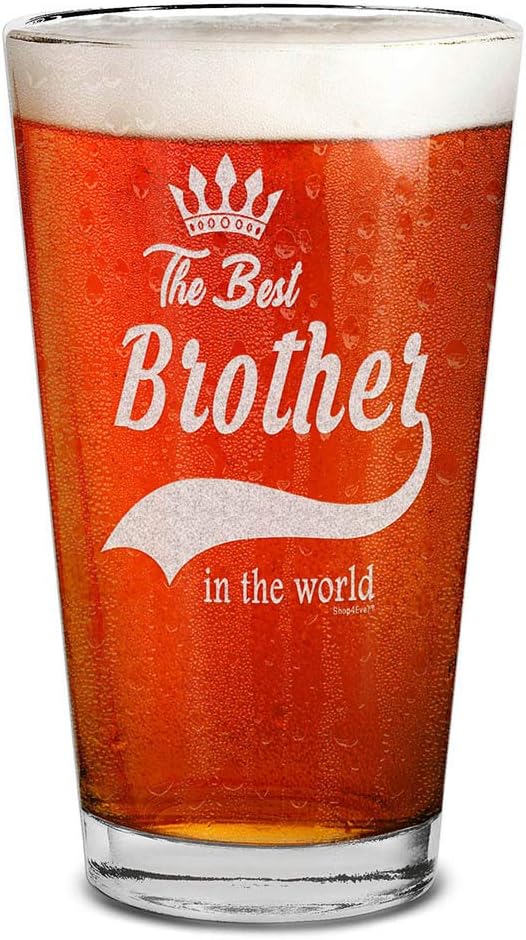 🔥 Flаѕh Sаlе Shop4Ever The Best Brother In The World Laser Engraved Beer Pint Glass Brother Gift from Sister Brother