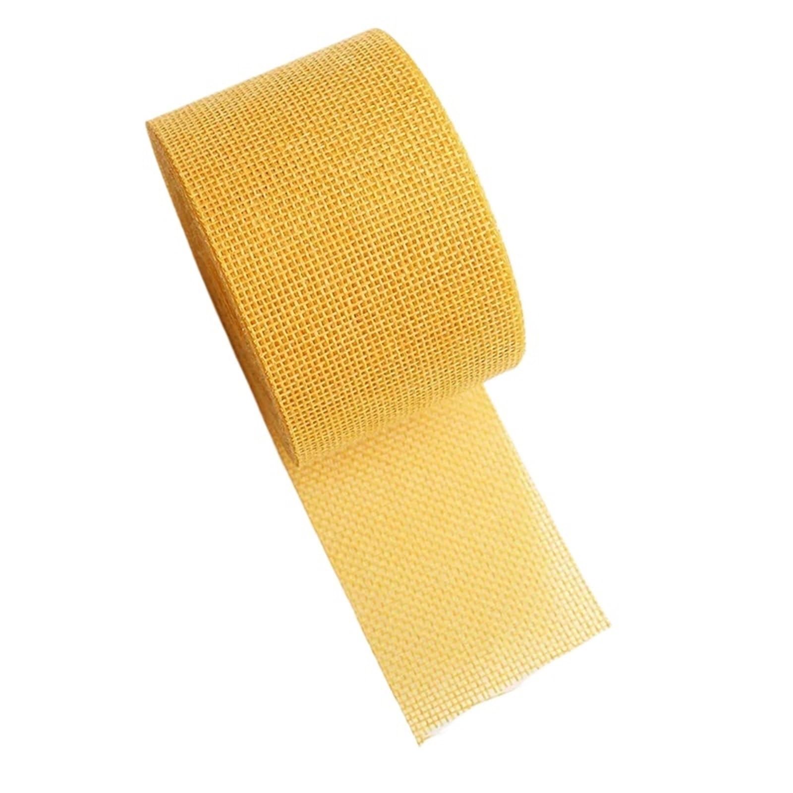 Burlap Fabric Roll 10M/Rolls Burlap Wired Ribbon Roll 5cm Wide Colorful Weave Jute for DIY Craft Wrapping Decor(12 Yellow)