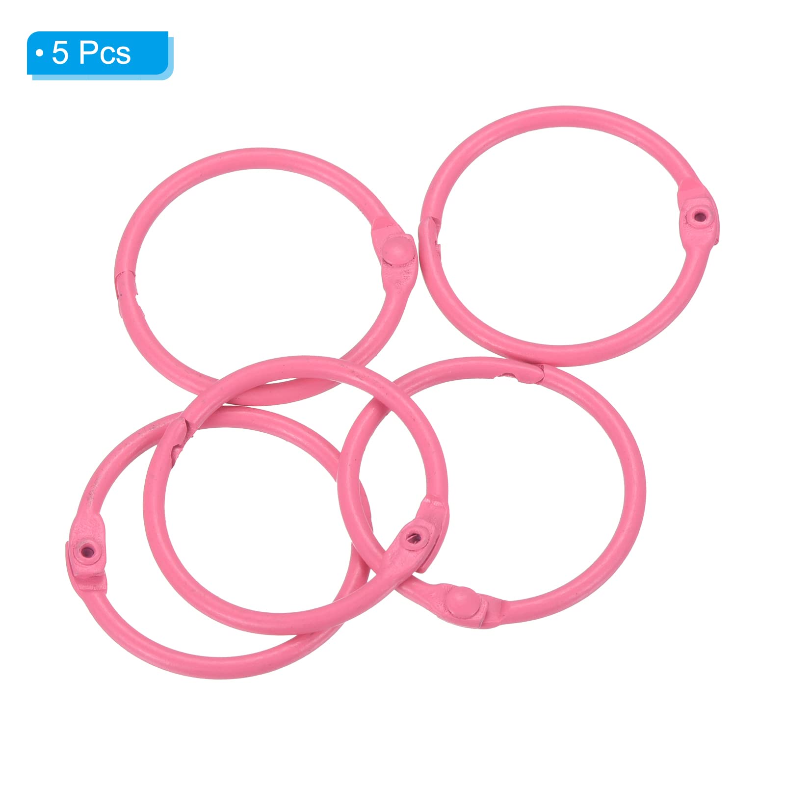 PATIKIL Loose Leaf Binder Rings 1 Inch, 5 Pack Metal Flash Card Book Binding Rings for Key Chain Index Card Scrapbooks Pink - Image 3