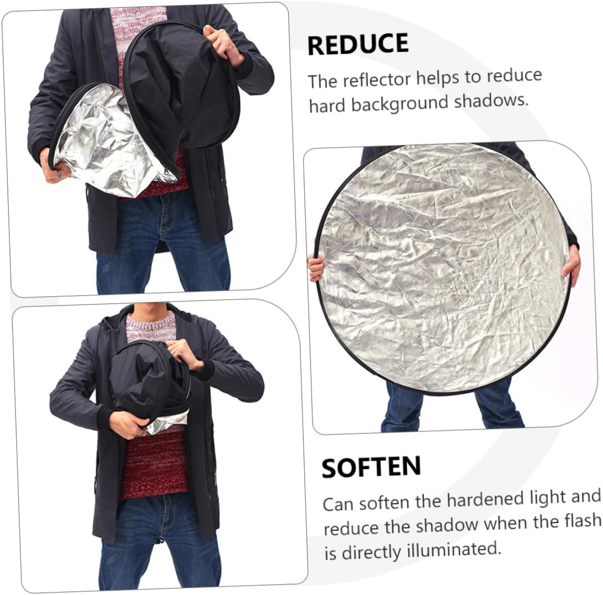 5-in-1 60cm Foldable Light Reflector with Nylon Steel Wire