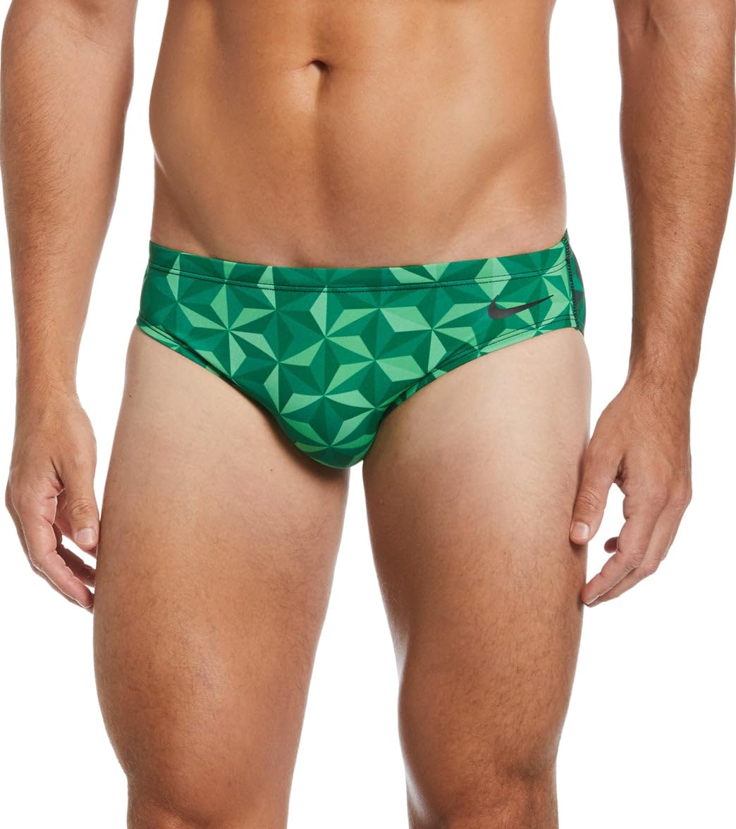 Men's HydraStrong Transform Brief Swimsuit-Green (Size 26) by Nike – 53% polyester 47% PBT polyester, Court Green, Model NESSB014