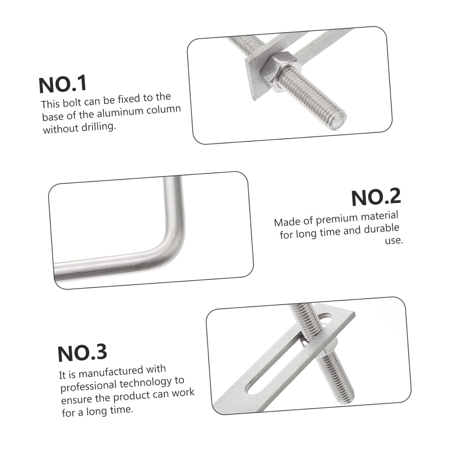 IMIKEYA 4pcs Stainless Steel U-Bolt Clamp Set Right Angle U-Bolts for Trailer Axles M10x150x200mm U Tube Hardware Random Style