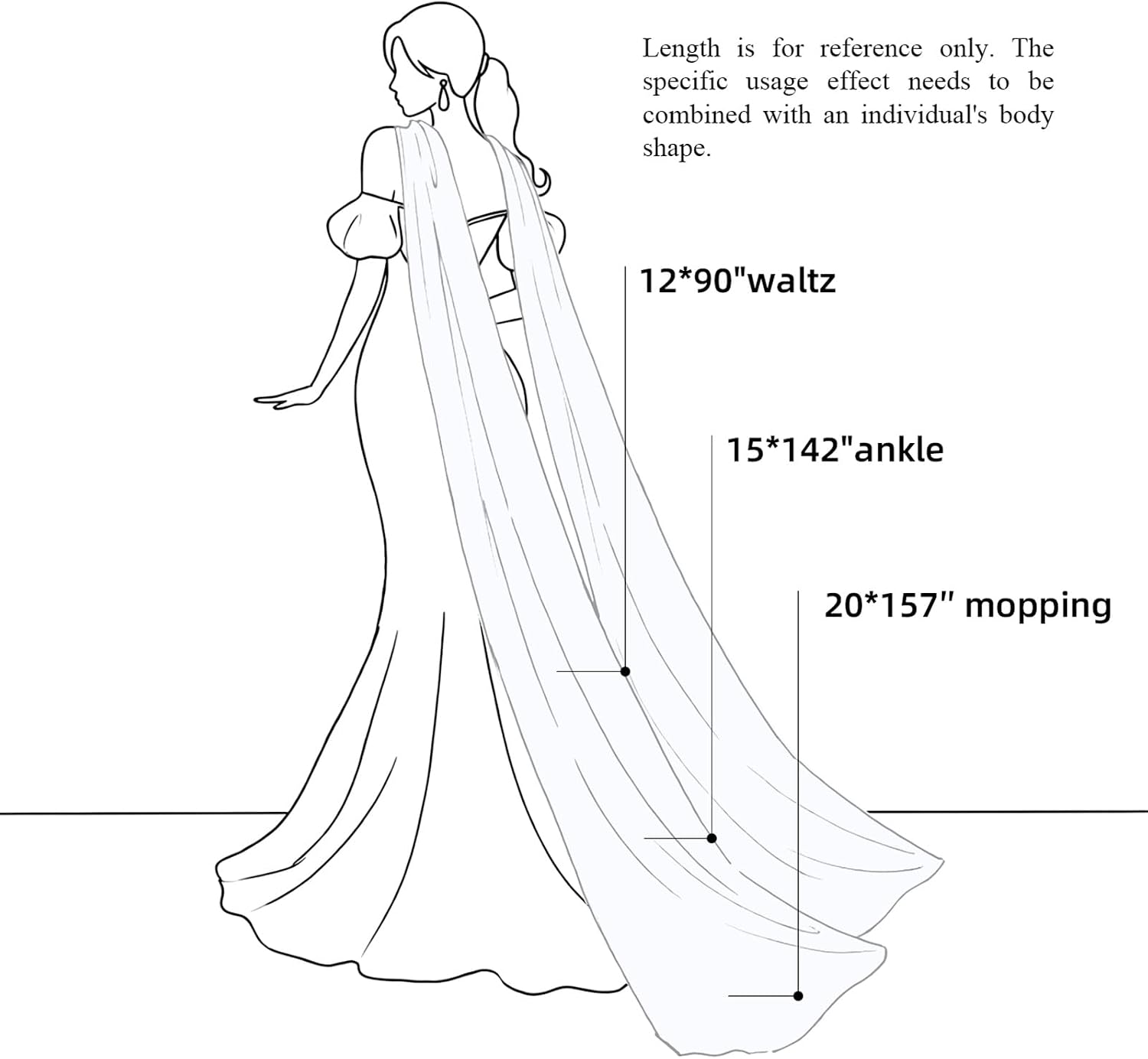 Mepase Bridal Neck Scarf 90''/118''/157'' Wedding Chiffon White Shawl Tulle Bride Neck Shawl for Wedding Evening Ceremony