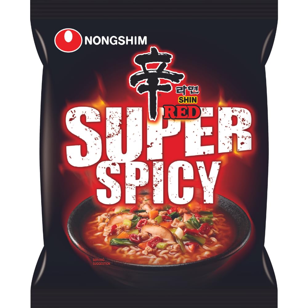 Nongshim Korean Red Super Spicy Noodles 120g- Korean Food Instant Ramyun Halal