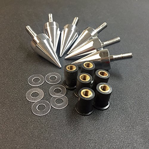 Smt-Universal Chrome Spike Bolts With Mounting Parts Compatible With Windscreen Fairings License Plate [B0178N62H6] #TOP3