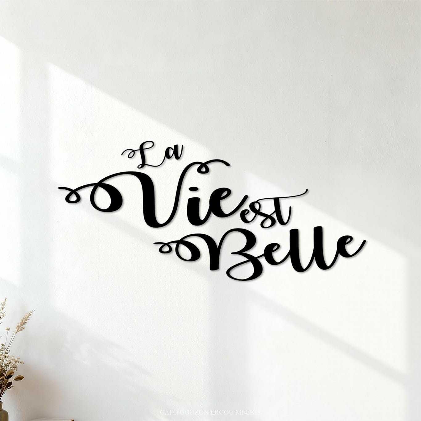 Wall Stickers Paster Paper La Vie Est Belle French Quotes 34x75.1cm Equipped with Transfer Film kit Black — image 1