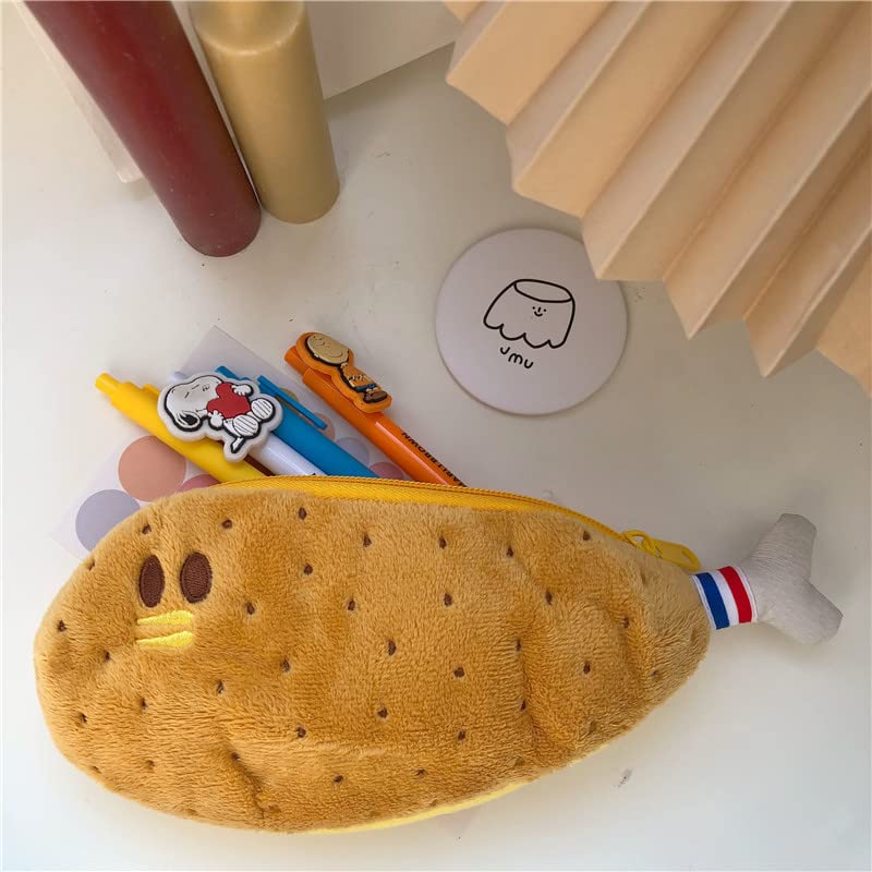 Image of HSYHERE Creative Cute Novelty Funny Face Simulation Food Fruit Chicken Leg Banana Character Soft Stuffed Surface Clothes Zipper Pencil Box Pencil Case Pencil Holder Pouch Pen Bag - Yellow Banana