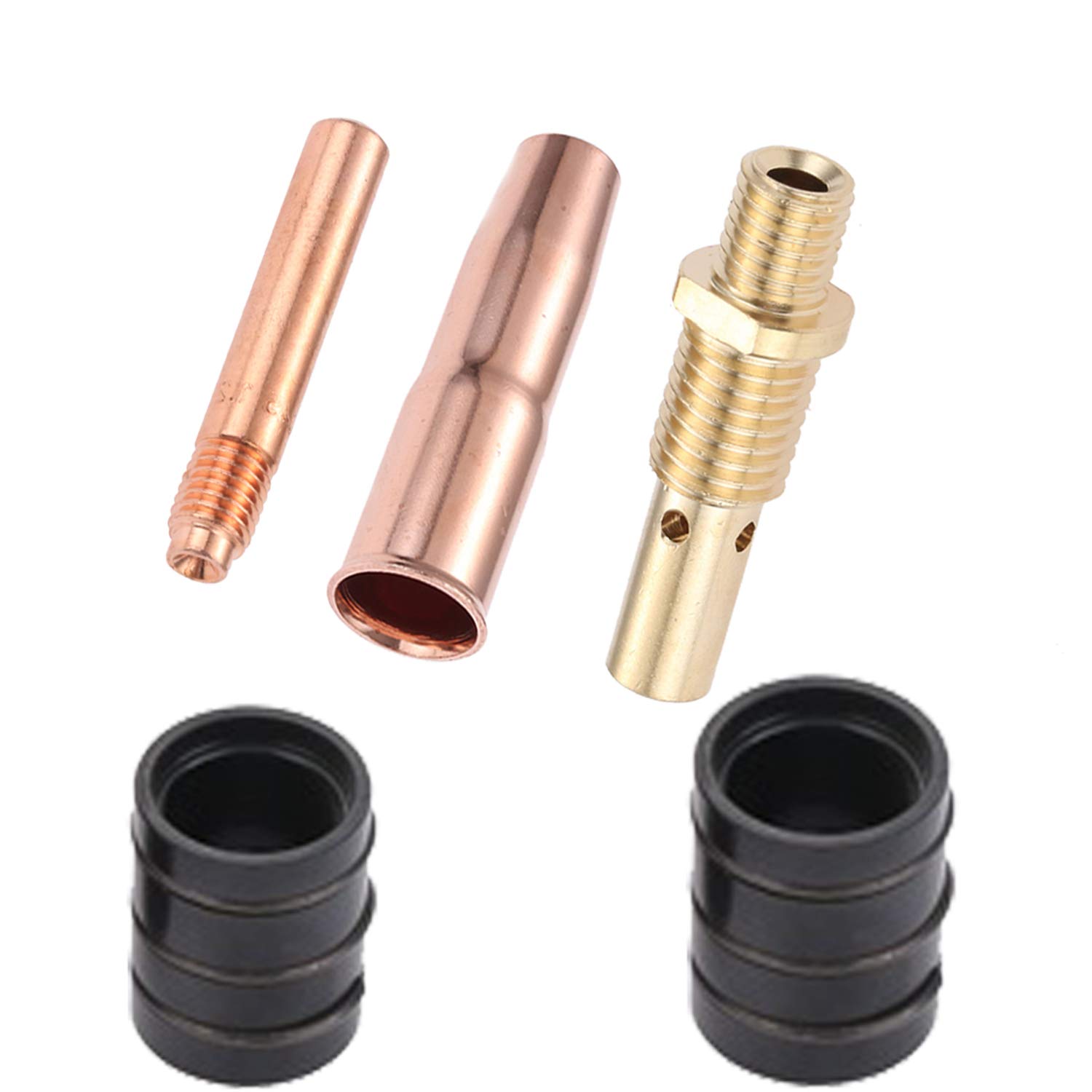 MIG Welding Gun Kit .035" Tip-Nozzle-Diffuser-Adapter for 200/250 Tweco #2 Include (Contact Tips 14-35 0.035", Gas Nozzles 22-50 1/2", Gas Diffusers 52, Nozzle Adapters 32) (35Pcs)