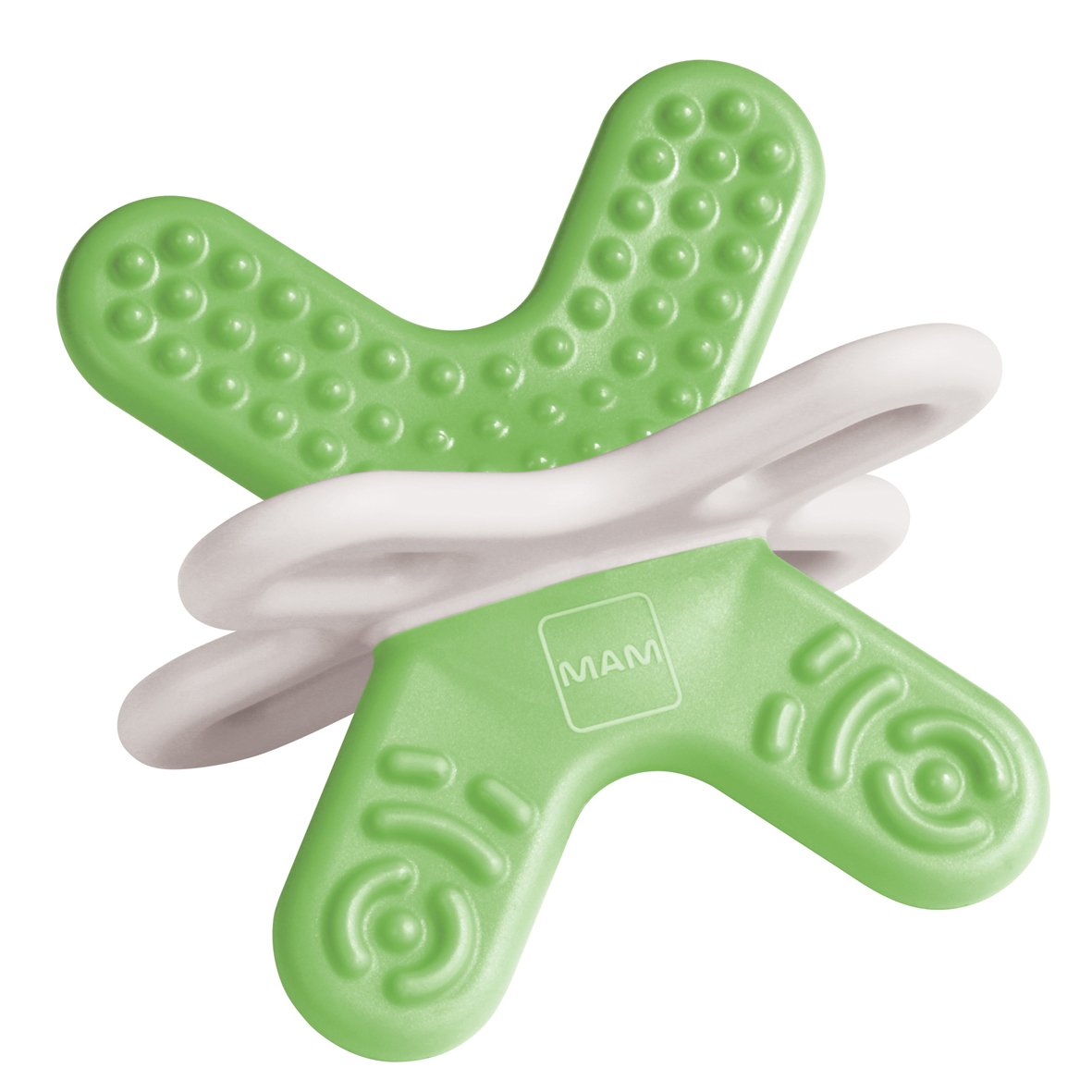 MAM Bite & Relax Phase 2 mini gryzak, pomoc w ząbkowaniu, specjalnie do zębów trzonowych, bardzo lekki gryzak dla niemowląt w kształcie 3D, od 4+ miesięcy, miętowy