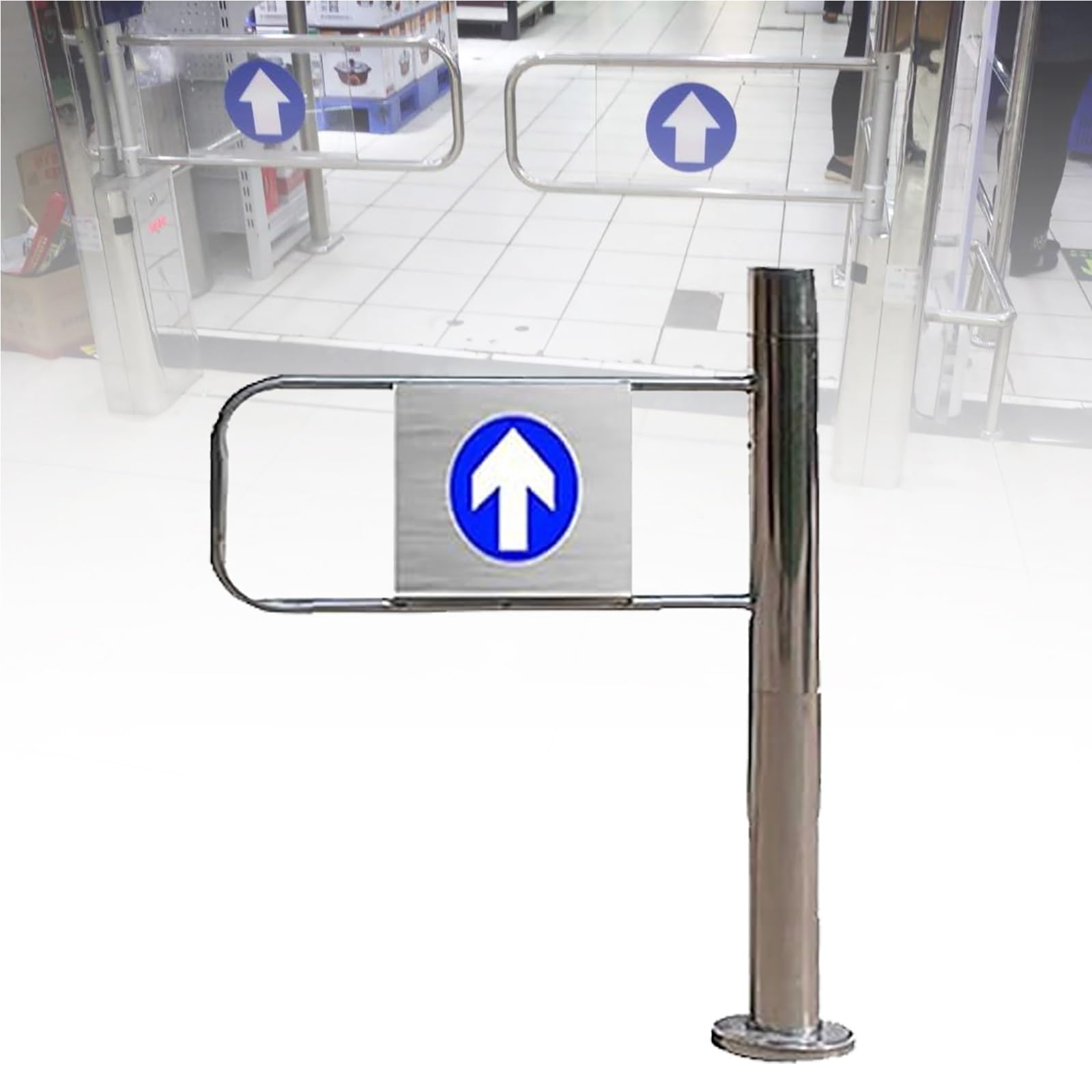 Porta unidirezionale a battente automatica, soluzione a chiusura automatica per aree ad alto traffico in biblioteche, negozi e centri commerciali
