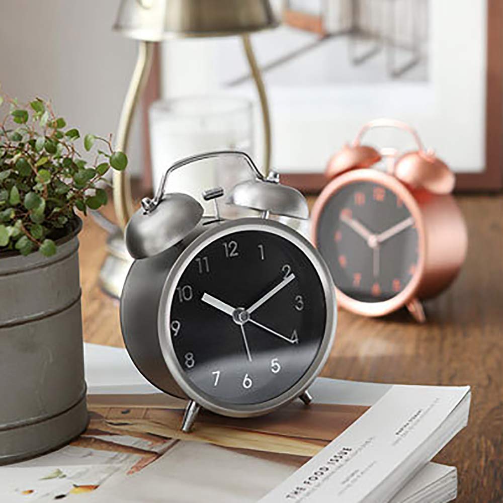 Sveglia Analogica Silenziosa Twin Bell - Stile Vittoriano Con Luce Notturna, Quadrante 8 Cm, Extra Forte, Snooze, Per Camera Da Letto, Anziani, Ragazze - 4