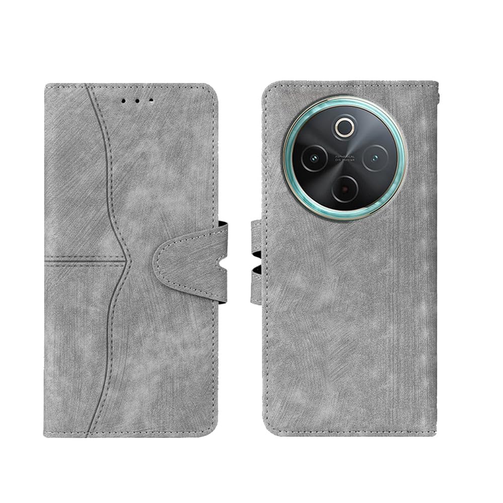 amazon basics Vivo T4 5G Flip Cover | Card Pockets Wallet & Stand | Flip Cover for Vivo T4 5G (Gray) offers donot miss