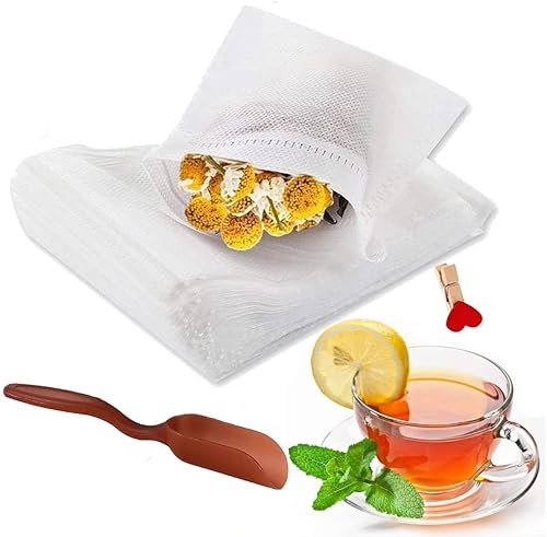 Bolsas de filtro de té con cuchara de té gratis, material seguro y natural, infusor de té desechable para té de hojas sueltas, café, especias,