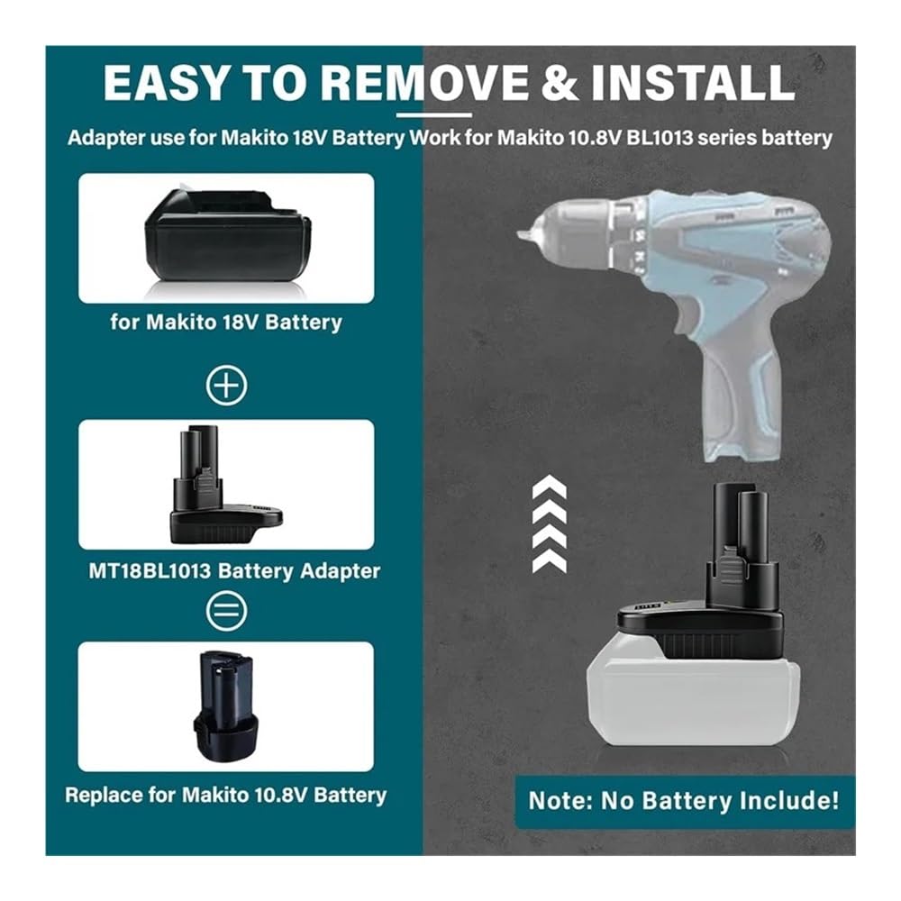 Compatible con Adaptador de batería Makita de 18 V a 10,8 V, Compatible con batería de Litio Makita de 18 V, conversión for funcionar con Herramienta eléctrica inalámbrica BL1013 de 10,8 V