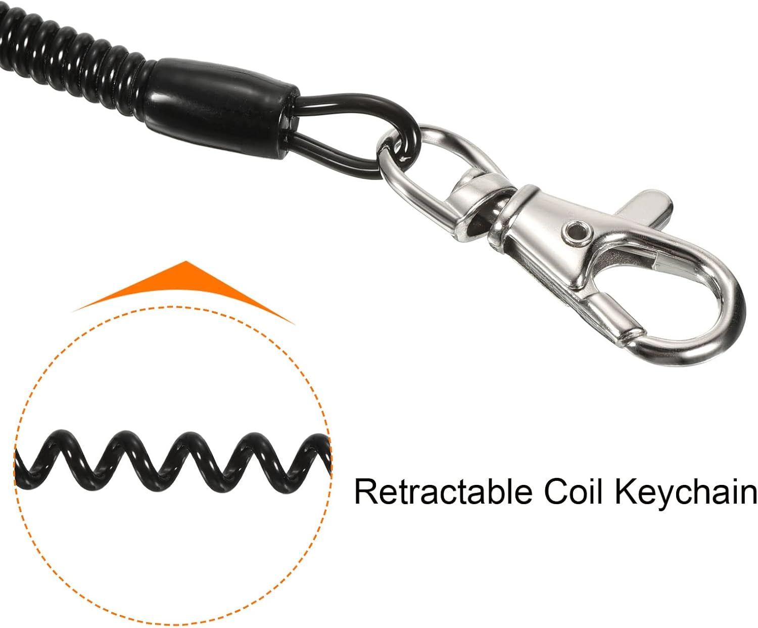 PATIKIL Retractable Coil Spring Keychain with Lobster Clasp Plastic Spiral Stretchy Cord Strap Snap Hook - Image 4