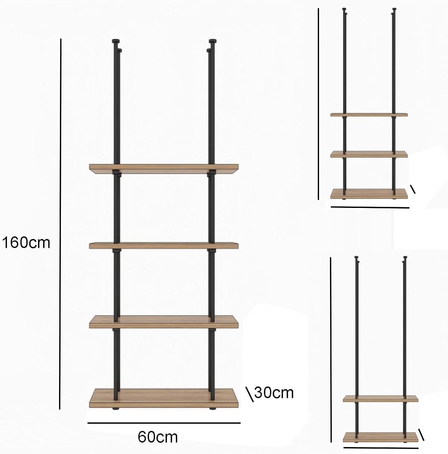 Ceiling Shelf, Ceiling Mount Storage Rack with Wooden Boards Hanging Storage Rack for Display Plants,Wine,Books, Quick Installation (Color : B, Size : 4 Layer)