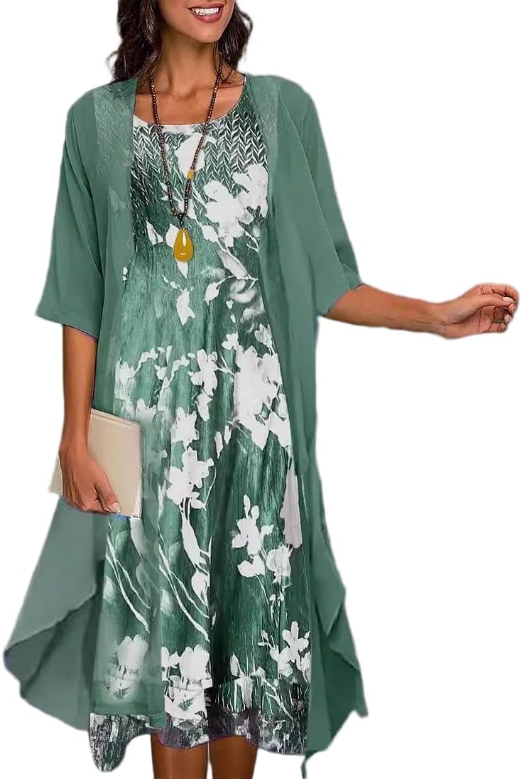Women's Dress Two-Piece Set Floaty Asymmetric Hem Dress
