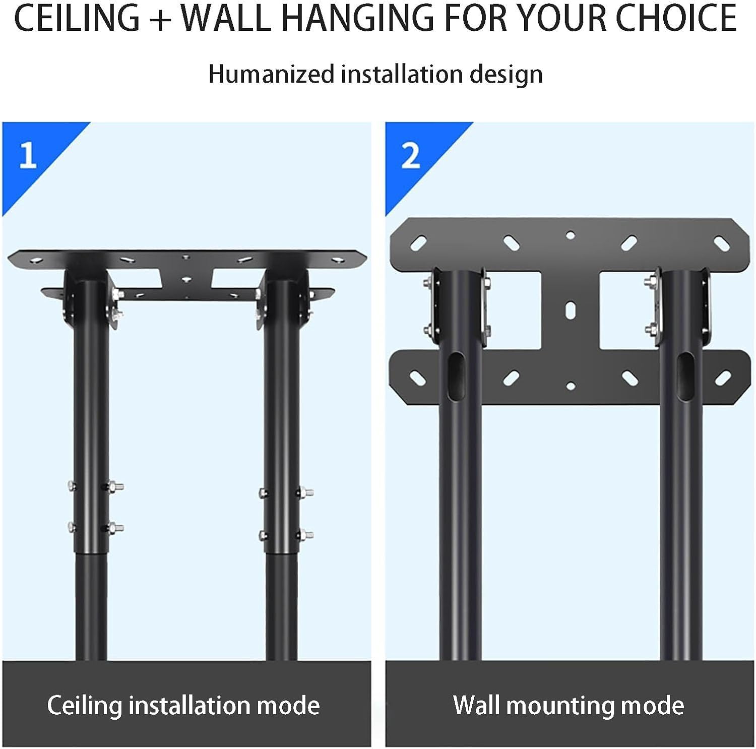 Soporte de Techo Ajustable para TV, Soporte para TV LCD, Soporte para TV de una Sola Pantalla de 2 pilares, Soporte inclinable para TV de 50 a 100 Pulgadas, Soporte de Techo (Panta
