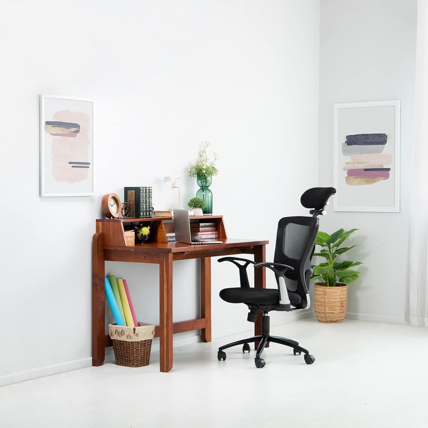 Furlenco Vitello Acacia Wood Study Table Teak Amazon.in Home & Kitchen