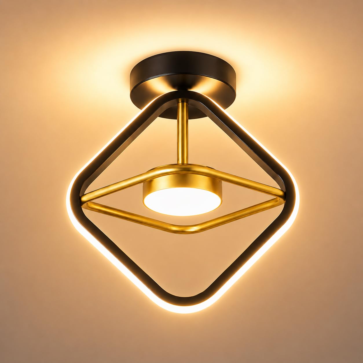 Modern Ring Spotlight Chandelier for Living Room, Hall & Bedroom | 23cm Diamond Square LED | 3-in-1 Color Changing (Warm/Neutral/Cool White) | Flicker-Free Soft Ambient Light-image-31
