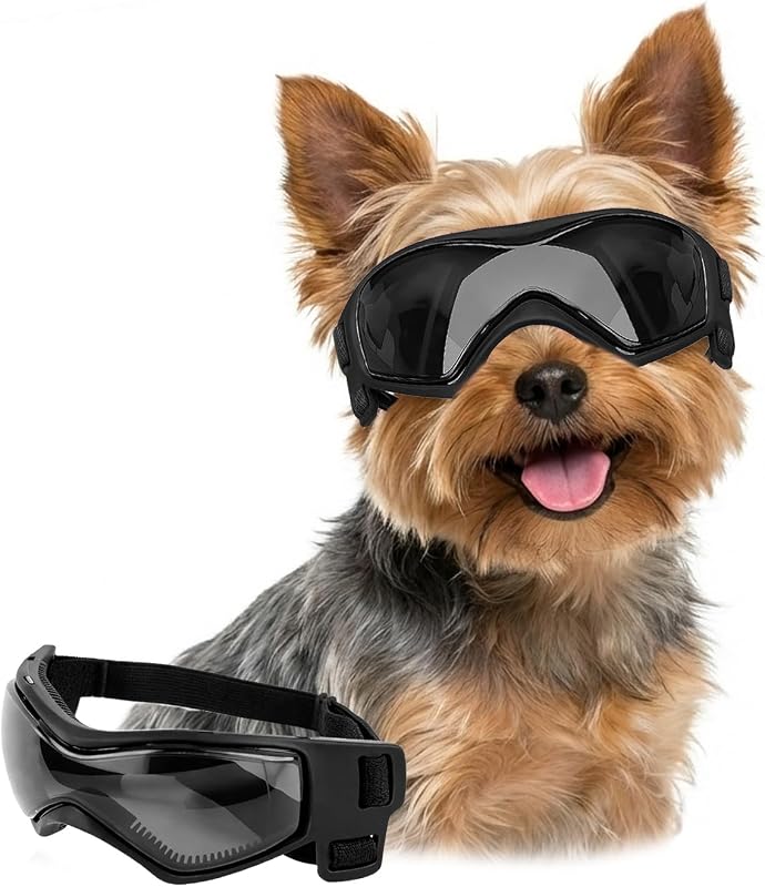 Óculos de Sol para Cães de Porte Extra Pequeno LESYPET com Lentes Anti-UV e Tiras Ajustáveis, Preto