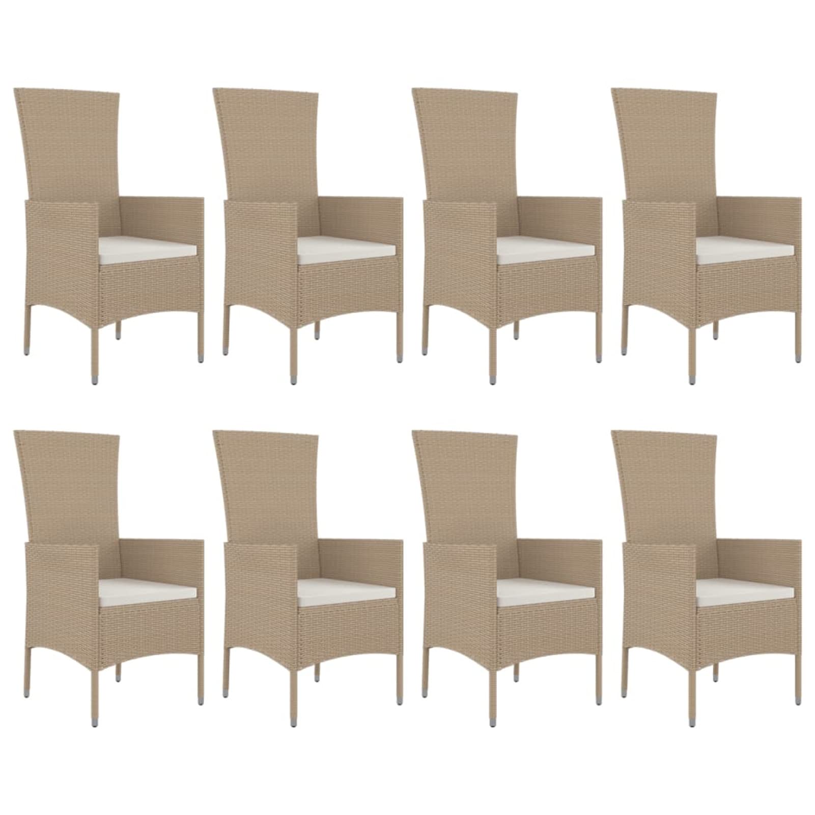 Salon de jardin en rotin pour 8 personnes avec 6 chaises de jardin, meubles de jardin, salle à manger, table de jardin, table de jardin, beige