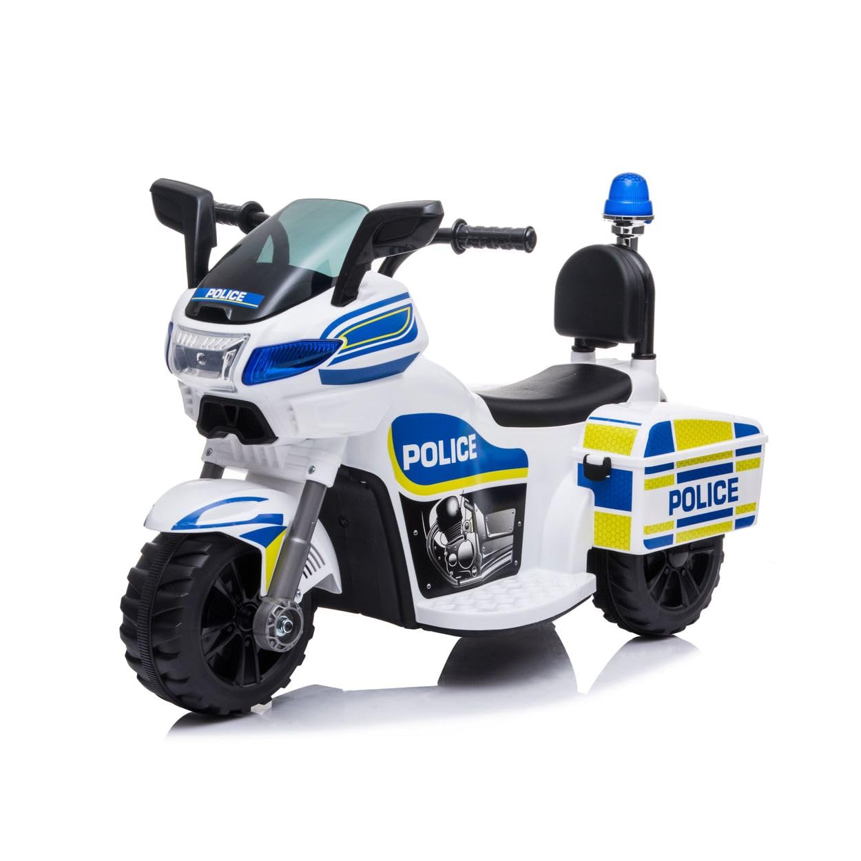 Chipolino Kinder Elektromotorrad Polizei 3 Räder Scheinwerfer Musikfunktion weiß blau