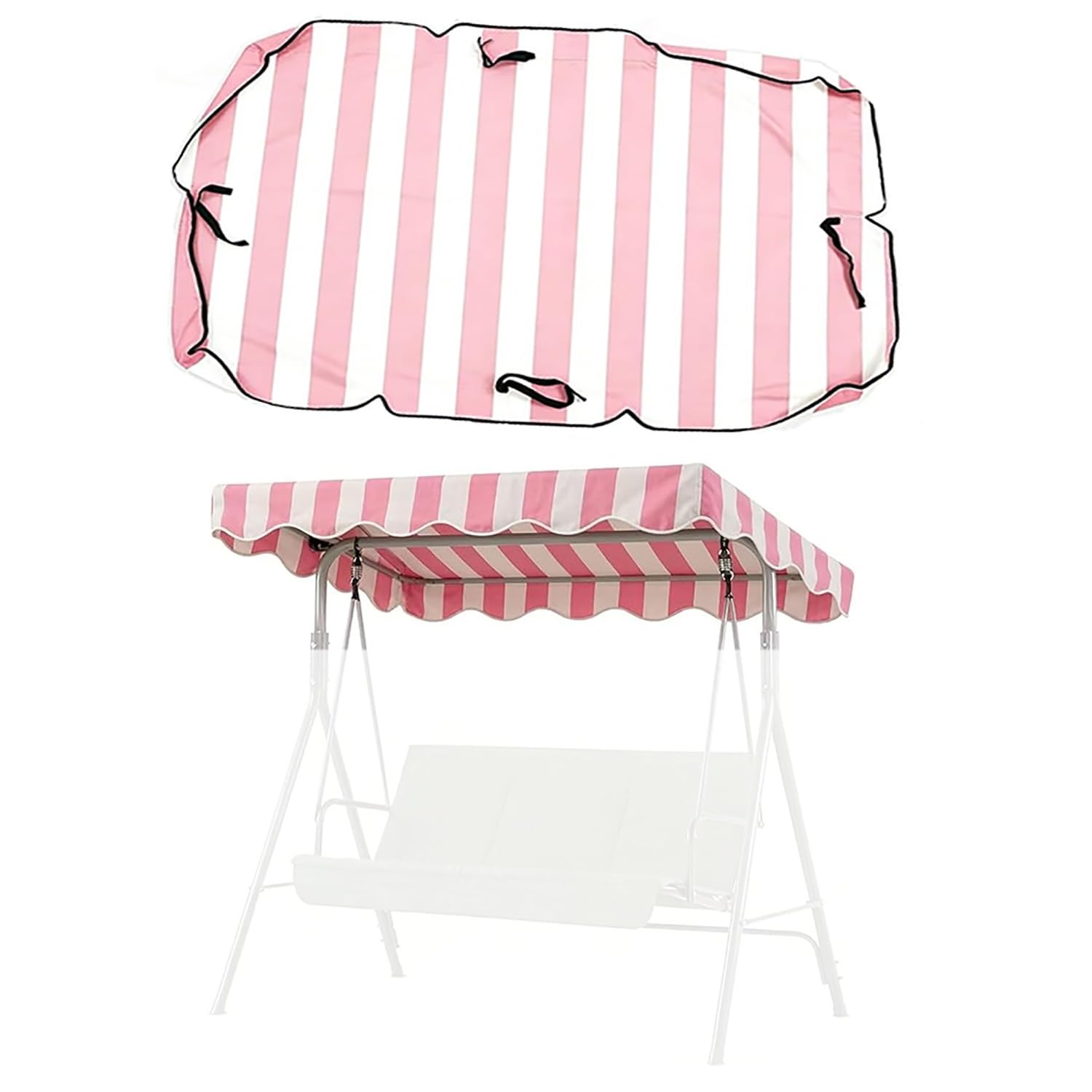 YCXHGK 63×43.3in 76.8×45.3in Outdoor Striped Swings Canopy Replacement, Striped Porch Swing Top Cover, Universal Patio Swing Canopy Shade(Pink,164x114cm/64.6x44.9in)