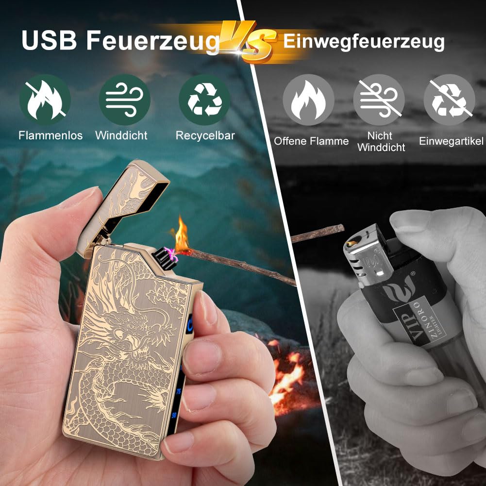 Produktbild von Zanmuk Feuerzeug Elektrisch Lichtbogen Stabfeuerzeug - Elektrisches Feuerzeug Lang