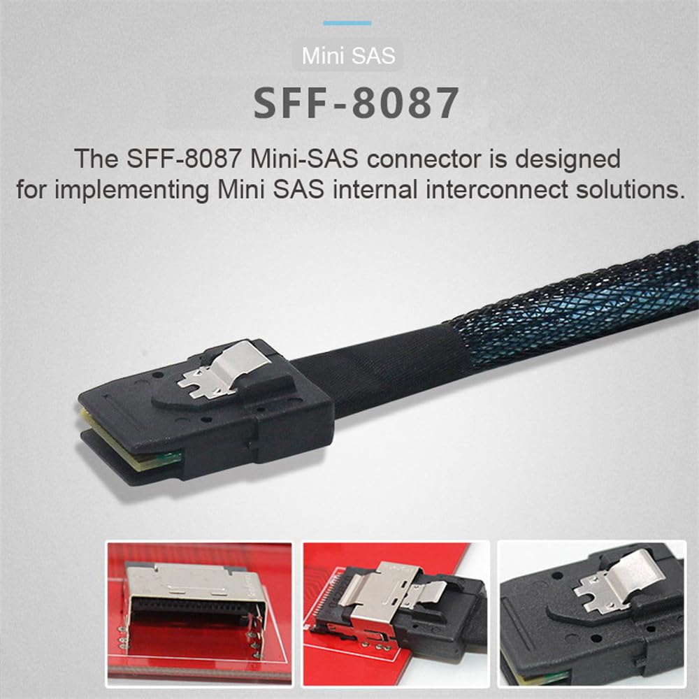 xiwai Host mini-SAS SFF-8087 interno 36 pin su 4 dischi rigidi SAS target SFF-8482 e cavo di alimentazione SATA da 100 cm